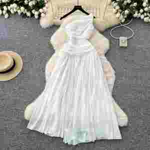 Vestido midi casual ajustado asimétrico de un solo hombro con encaje hueco estilo imperio para mujer, color blanco, de Spring Roman - Product Image 4