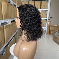 Nouvelle perruque semi-ouverte sans adhésif style 2026, bouclée Jerry, noire naturelle, 100 % cheveux humains vierges, prête à porter