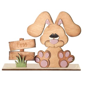 Ornements de Pâques en bois mignons, lapin malvoyant, décoration de bureau, vente en gros - Product Image 4