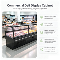 Comptoir réfrigéré commercial en verre plat pour la présentation de plats froids, charcuterie, fromages, pour hôtels et restaurants