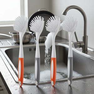 D0100X3RNDP Juego de 4 cepillos para platos con mango largo, cerdas curvas, agarre de PP, para limpieza de cocina, ollas, sartenes, fregadero y estufa - Product Image 2