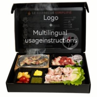 Boîte à barbecue jetable en papier kraft avec compartiment à charbon intégré, brochettes de grillades, écologique, biodégradable, pour le camping en plein air