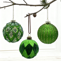 Pendentif boule en verre vert personnalisable, fabriqué à la machine, pour décoration de Noël/de fête, idéal pour la maison et les événements, respectueux de l'environnement