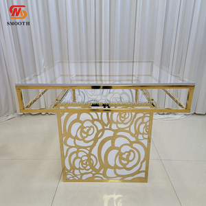 Table en métal à motif creux doré lisse pour les salles de réception de mariage, les événements d'anniversaire et les décorations de fête pour les hôtels et les salles à manger - Product Image 6