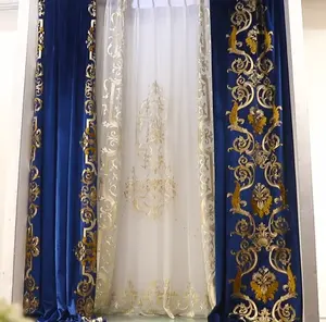 High Quality Holland Velvet Fabric Luxury Embroidery Curtain