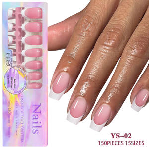 150 <span class=keywords><strong>Uñas</strong></span> Postizas Acrílicas en Forma de T <span class=keywords><strong>Ovaladas</strong></span> y Almendradas, Estilo Francés, <span class=keywords><strong>Uñas</strong></span> Postizas Cuadradas Medianas de Cobertura Completa - Product Image 5