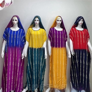 Robe Caftan Africaine Personnalisée en Mousseline Haute Densité, Ample Style Boubou, Châle de Voile avec Perles et Strass, Style Musulman, Taille Unique - Product Image 5