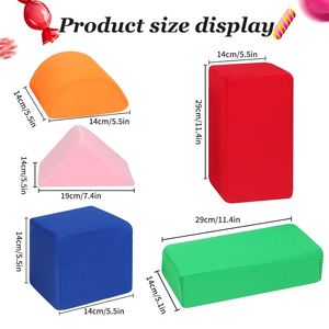 Blocs empilables doux aux couleurs vives, en tissu velours de qualité supérieure, housse lavable, jouets d'escalade pour tout-petits, pour l'intérieur - Product Image 2