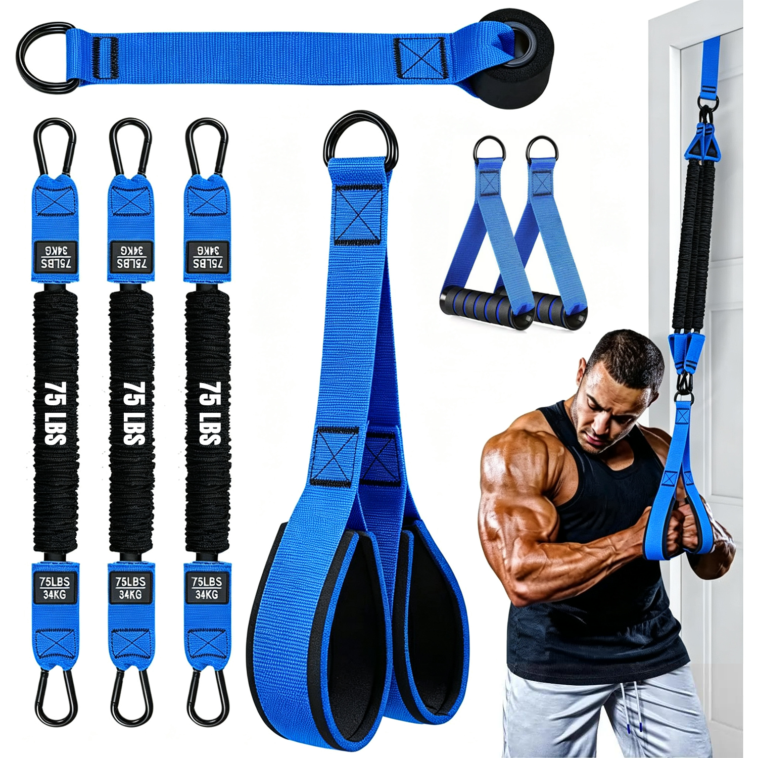 Azul-225LB+anclaje de puerta+asas de espuma