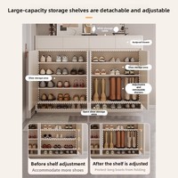 Meuble de rangement à chaussures moderne en bois massif, intégré au mur, pour entrée de maison, grande capacité, multi-niveaux, mobilier domestique