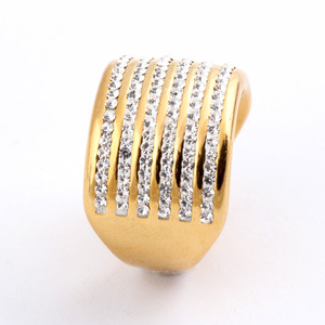 Anillo de Moda con 6 Filas de Diamantes Incrustados, Chapado en Oro de 18K, Joyería de Fiesta Unisex - Product Image 2