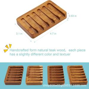 ที่วางสบู่ไม้ติดผนังรูปสี่เหลี่ยมผืนผ้า ที่วางสบู่ไม้เนื้อแข็งสำหรับอ่างล้างหน้าในห้องน้ำ ใช้ในบ้าน สีเรโทร - Product Image 5