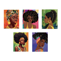 20 X25cm Mini Diy Gemälde nach Zahlen Kit Porträt African Woman Pattern Gerahmte handgemachte Farbe nach Zahlen für Anfänger
