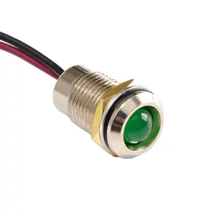 Оптовая продажа 6 мм 8 мм 12 мм 16 мм 2-240 В водонепроницаемый зеленый светильник проводной сигнальный индикатор