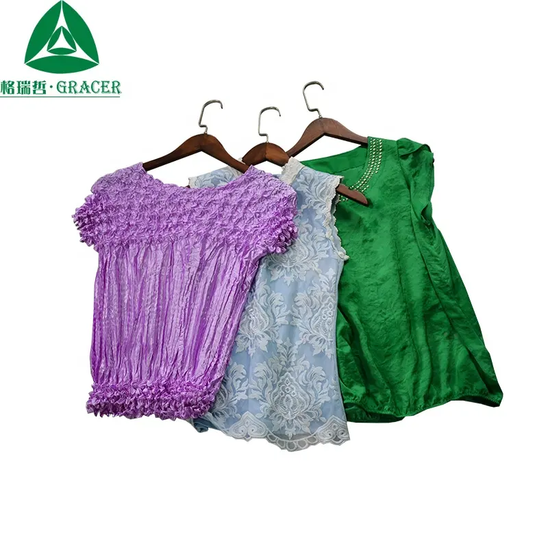 De algodón de las señoras blusa ropa para las mujeres, proveedor de China, exportación de ropa usada