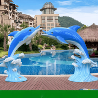 Sculpture de dauphin en fibre de verre - Ornement de jardin d'extérieur avec jet d'eau simulé, taille et couleur personnalisables, utilisation domestique et extérieure