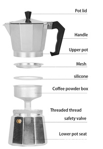 Cafetière Moka en aluminium 3/6/9/12 tasses, <span class=keywords><strong>Percolateur</strong></span> <span class=keywords><strong>à</strong></span> <span class=keywords><strong>café</strong></span> expresso, Cafetière Moka Premium, Tasse <span class=keywords><strong>à</strong></span> expresso anti-fuite - Product Image 2