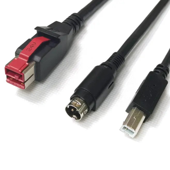 Alimentação USB para alimentação DIN 3 pinos USB B macho Splitter Y cabo