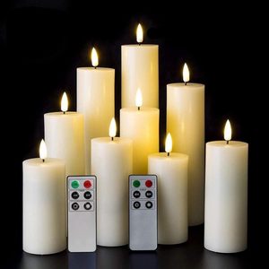 Battery Operated Ivory Color 3D Bullet <b>Candle</b> <b>Wick</b> Real Flame Wax Led Flicking <b>Candles</b> Remote Control Home Decoration - Product Image 1
