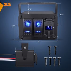 2 Bende 12 Volt Tuimelschakelaar Schakelkast Aan Uit Pd Type C Auto Usb Socket Voltmeter Boot Rv Vrachtwagen Waterdichte Tuimelschakelaar Paneel - Product Image 5