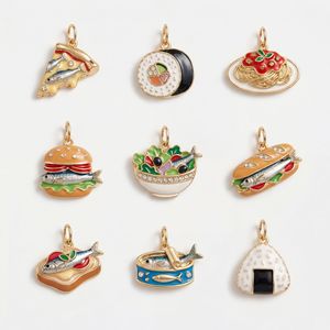 Nouveaux pendentifs de mode européens et américains, sur le thème de la nourriture, petits et raffinés accessoires de bijoux DIY, en cuivre plaqué or - Product Image 1