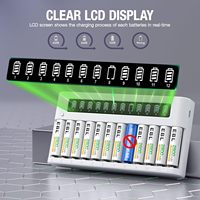 Pengisi Daya LCD Independen EBL 12-Bay untuk Baterai Isi Ulang AA/AAA Ni-MH Ni-CD dengan Fungsi Pengosongan Daya - untuk Mikrofon