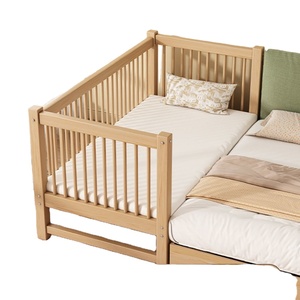 Nuevo diseño de madera maciza de nogal, cuna junto a la cama para niños con barandilla, cuna para bebés, niños y niñas, cama individual Extra - Product Image 1