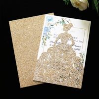 Invitations de cérémonie de majorité dorées à paillettes laser et invitation de fille pour la cérémonie de majorité