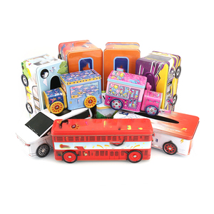 Dekorative, Maßgefertigte, Niedliche, Süße, Kleine, Schlichte, Rechteckige Blechdose mit Scharnier im Auto-Design als Spardose oder Keksverpackung für Kinder - Product Image 3