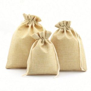 Custom Logo Printed Blank Linen <b>Drawstring</b> Bag Wholesale Promotion Gift Bag Storage <b>Pouch</b> - Product Image 1