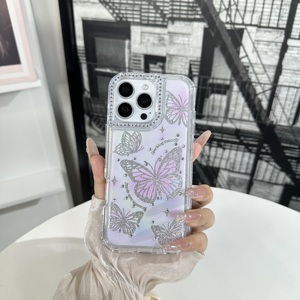Custodia per telefono da ragazza con stampa floreale a farfalla accattivante e diamanti brillanti, con ritagli precisi, per <span class=keywords><strong>VIV</strong></span> Y05 4G - Product Image 3