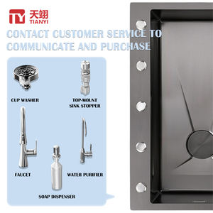 איכות גבוהה מודרנית בעבודת יד 304 נירוסטה מעובה קערה אחת עם כיור עיצוב רב תכליתי - Product Image 2