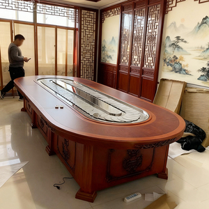 Mesa Buffet Eléctrica de Estilo <span class=keywords><strong>Chino</strong></span>, Ovalada <span class=keywords><strong>con</strong></span> Banda <span class=keywords><strong>Transportadora</strong></span>. - Product Image 1