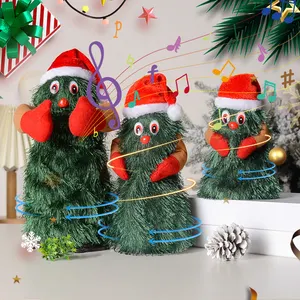 Noel ağacı şarkı dans peluş oyuncak elektrikli komik noel müzikal dönen bebek ev partisi dekoru için noel hediyesi Navidad