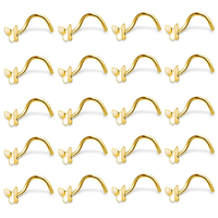 Bijoux de perçage de la narine en acier inoxydable de haute qualité, anneau de nez papillon en forme de S, vente en gros