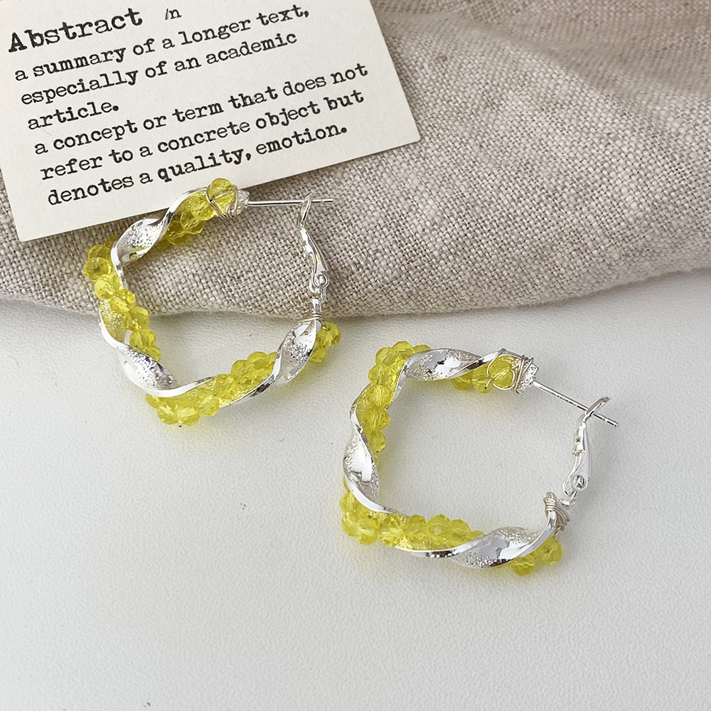 A-443-Yellow Crystal Earrings