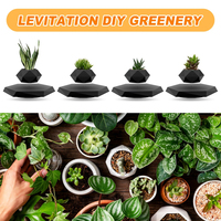 Mag Levitating Plant Pot Maceta giratoria negra Soporte flotante para suculentas Plantas pequeñas para el hogar Sala de estar Escritorio de oficina