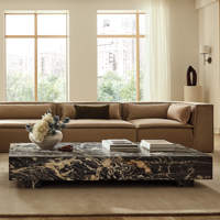 Table basse rectangulaire Cammy Stone Cosmic Gold Marble Low Plinth pour salon, mobilier multifonctionnel de luxe pour la maison