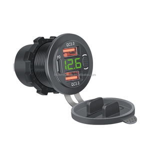 12V 24V 54W Dual QC3.0 PD Car Boat Marine <b>USB</b> Charger with Switch Voltmeter Fast Charging 3 Port <b>USB</b> Charger - Product Image 2