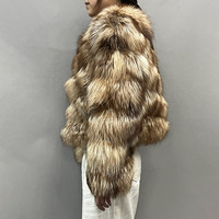 Jancoco Nouvelle Arrivée Manteau Court à Col Rond Personnalisé pour Femme en Véritable Fourrure de Renard pour Soirée