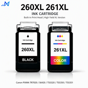 Nouvelle <span class=keywords><strong>cartouche</strong></span> d'encre fine compatible 260XL 261XL avec tête d'impression pour Canon PIXMA TR7020/S6420/TS5320/<span class=keywords><strong>TS5350</strong></span>/TS5351 - Product Image 1