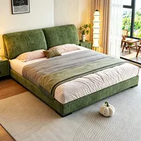 Lit rembourré moderne en tissu, taille king size, lit double, chambre à coucher, fabriqué en Chine