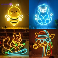 Enseigne néon LED 3D Piggy Sunglasses avec verres jaunes en forme d'éclair et bandes lumineuses roses, alimentée par USB, montable au mur