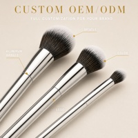 Nouvel ensemble de pinceaux de maquillage professionnels, pinceaux de maquillage avec manche en aluminium argenté, pinceaux cosmétiques pour fond de teint, anticernes, poudre, visage