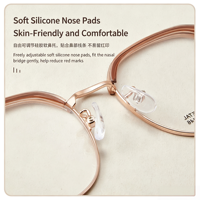 8089 Montures de lunettes en plastique souple, légères et durables, transparentes, rose fleur de cerisier et or doux, pour visages fins