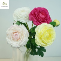 Dekorasi Bunga Ranunculus Sutra Buatan 3 Kepala Berkualitas Tinggi, Sentuhan Realistis, untuk Natal, Pernikahan, Pesta, Rumah, Hari Valentine, Halloween