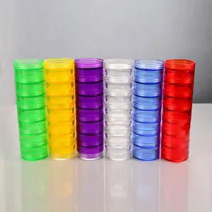 MM-PB045 Logo Custom Clear 7 Day Detachable Pill Organizer Stackable Medical Cylinder Plastic Eyeshadow Contact lenses Case