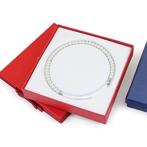 <b>Square</b> <b>Large</b> Bow Pearl Necklace Jewelry Box <b>Set</b> Packaging Cardboard Pearl Necklace Jewelry Gift Box for Mother's Day Gift - Product Image 5
