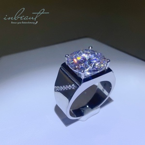 <span class=keywords><strong>Bague</strong></span> de <span class=keywords><strong>mariage</strong></span> pour <span class=keywords><strong>homme</strong></span> en argent massif 925, diamant original de 10 carats, taille brillant, test de couleur D réussi, moissanite, bijoux fins - Product Image 2