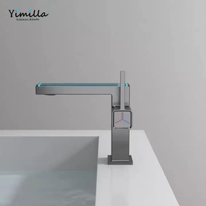 YIMILLA, nuevo diseño, grifo de lavabo moderno, mezclador negro, grifo de agua de lavabo Digital inteligente, grifo LED de baño - Product Image 2
